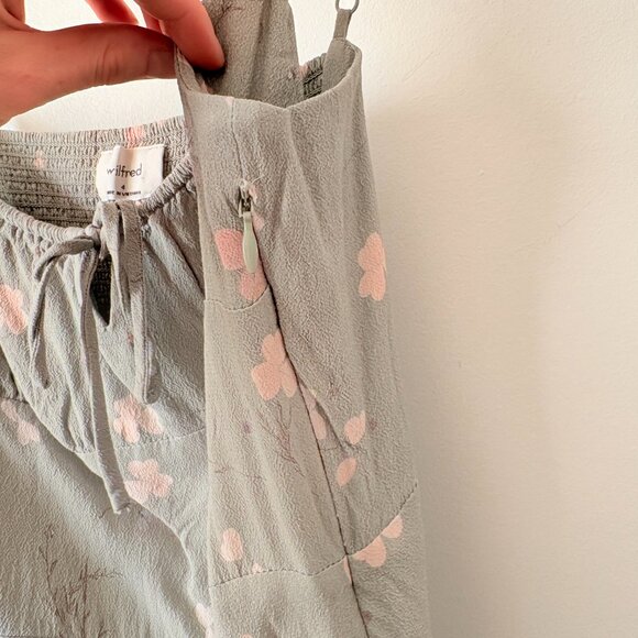 Aritzia Wilfred Bellow Mini Dress Sage Frost Green Floral Size 4 - Picture 6 of 8